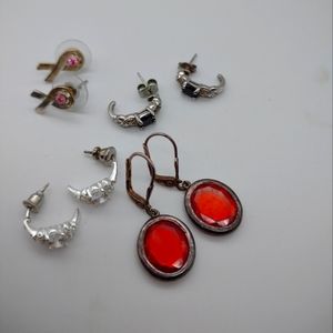 4 pairs of silver earrings vintage